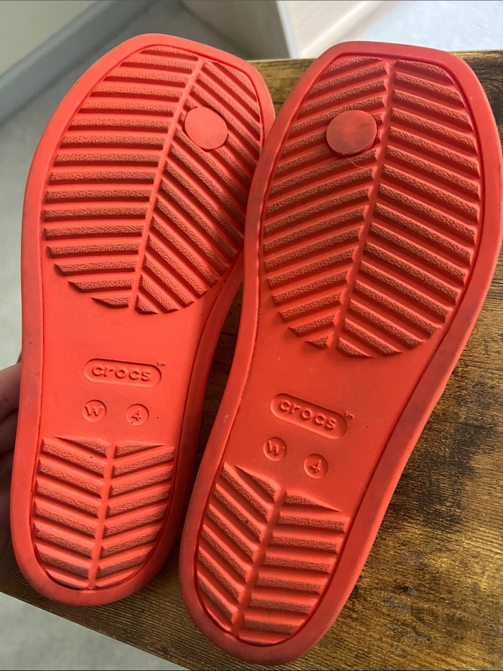 CROCS Women's Bright Orange Strappy Slide Sandals - Picture 4 of 5